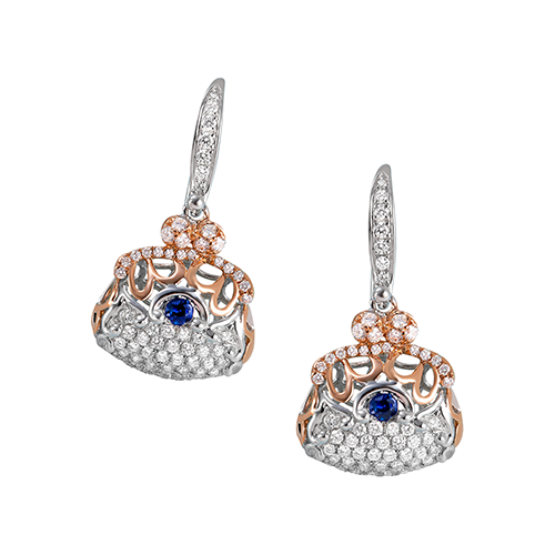 18K金-藍寶石耳環
