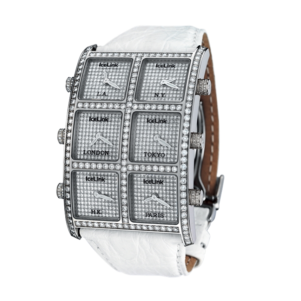 ICELINK 62.7X40.2MM 鋼鑲鑽石石英錶