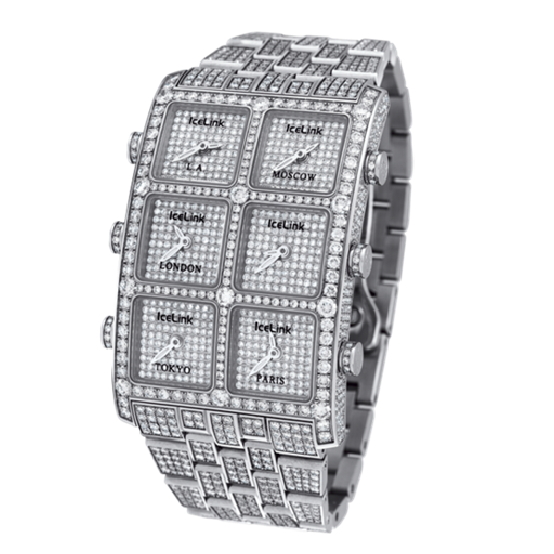 ICELINK 45X33MM 鋼鑲鑽石石英錶