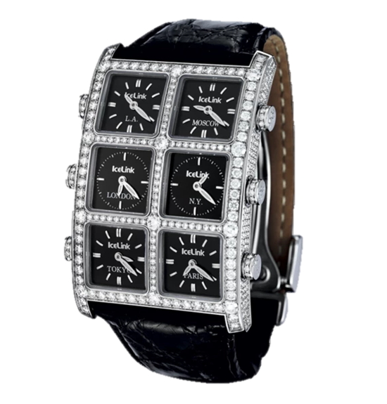 ICELINK 45X33MM 鋼鑲鑽石石英錶