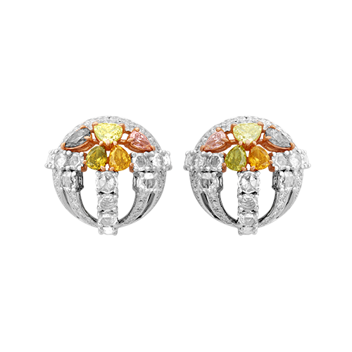 18K金-彩色钻石耳环