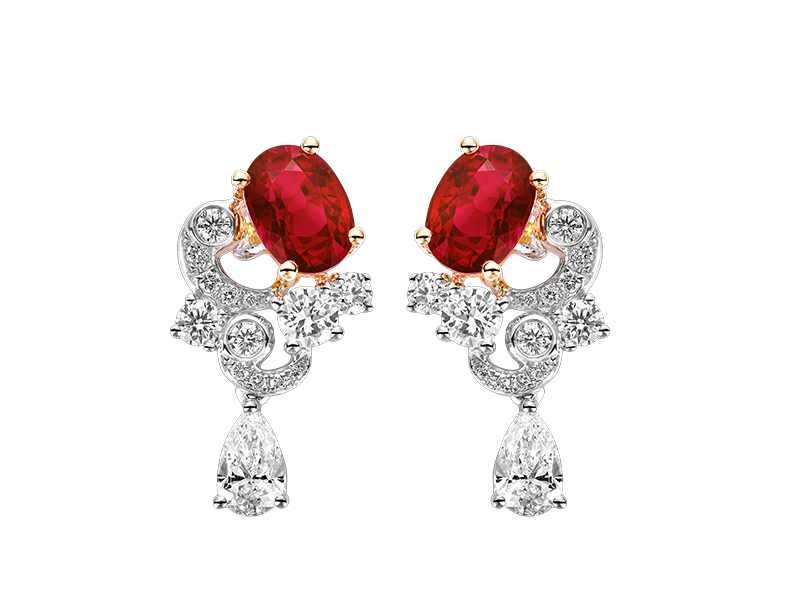 18K GOLD RUBY EARRING