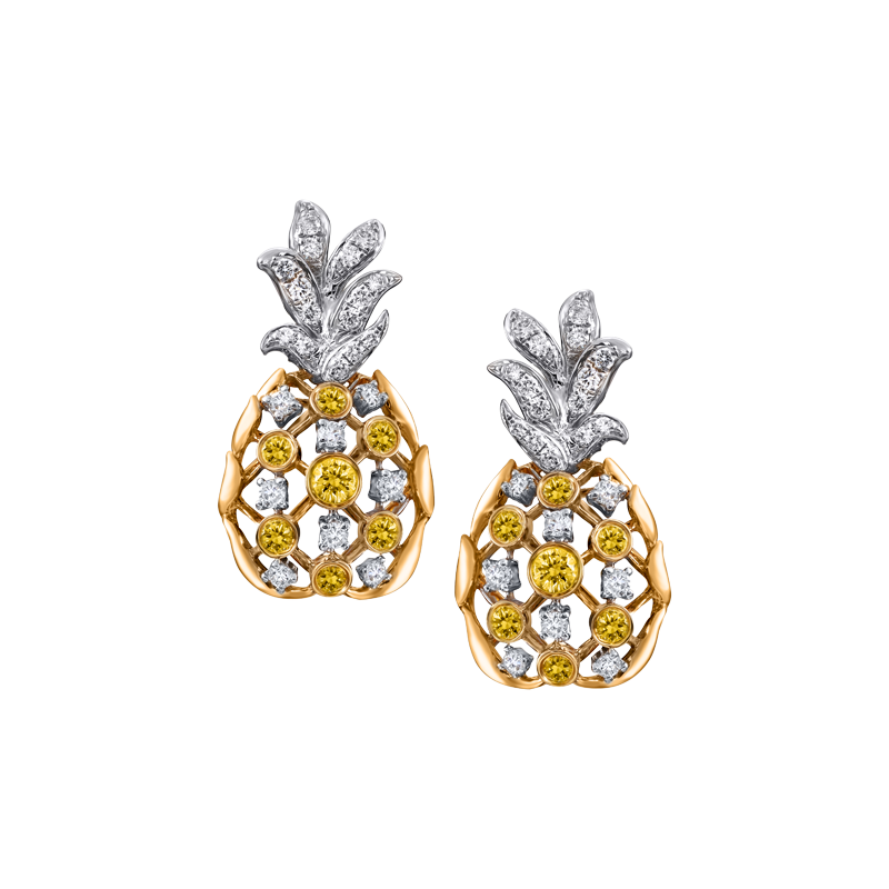 18K Gold Color Diamond Earrings