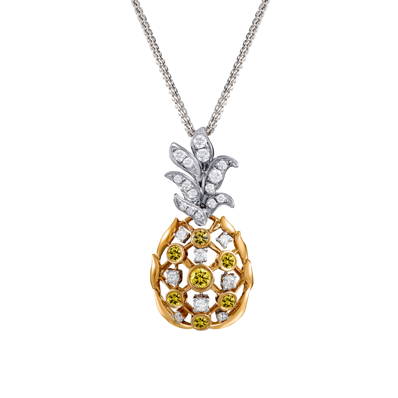 18K Gold Color Diamond Pendant