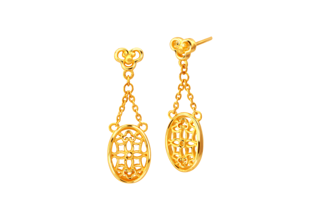 Chinese Frame Collection - 999.9 Chuk Kam Dangle Earring | King Fook ...