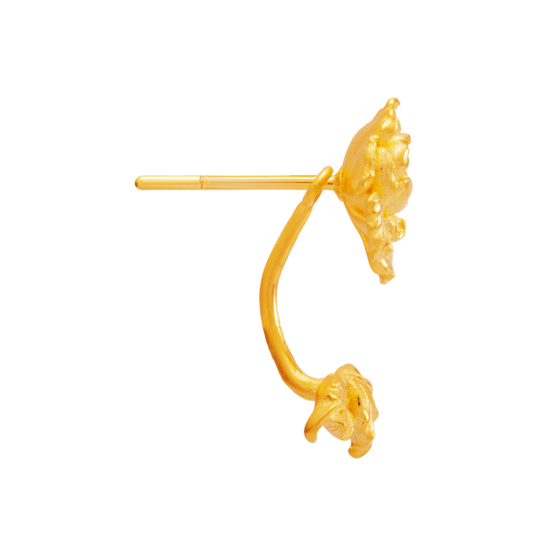 足金牡丹耳環
