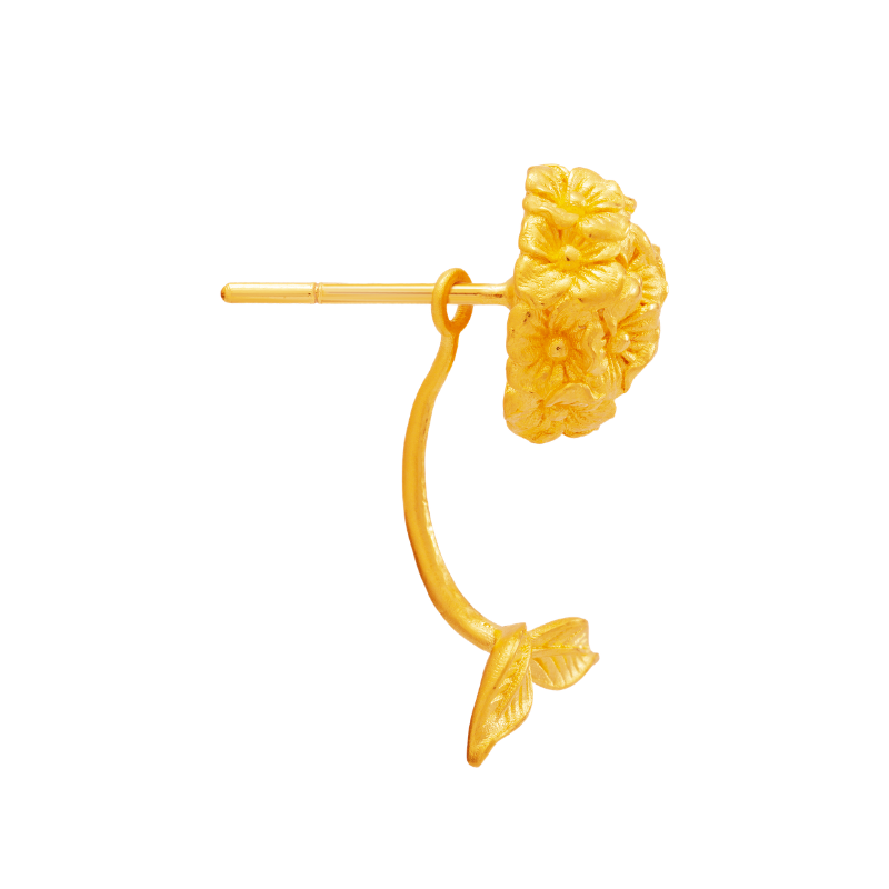 足金繡球花耳環