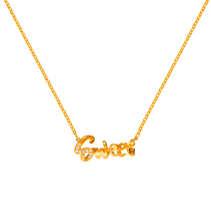 999 Gold Sweet/Love Necklace with Diamonds