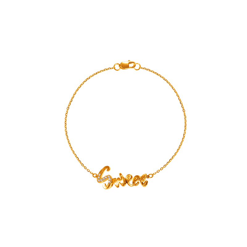 999 Gold Sweet/Love Bracelet with Diamonds