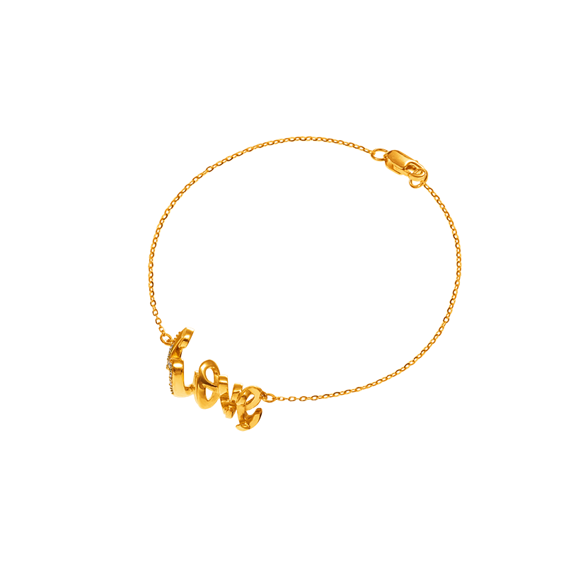 999 Gold Sweet/Love Bracelet with Diamonds