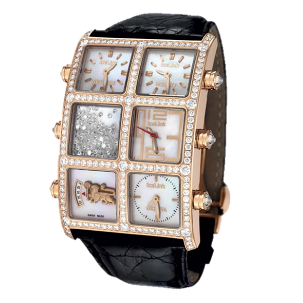 ICELINK 62.7X40.2MM 18K ROSE GOLD & DIAMOND AUTOMATIC & QUARTZ WATCH