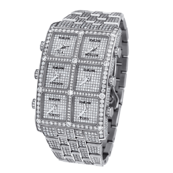 ICELINK 45X33MM STAINLESS STEEL & DIAMOND QUARTZ WATCH